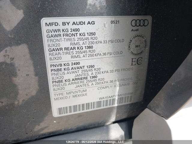 Audi Q5 Progressiv 2021 WA1EAAFYXM2101038 Image 9
