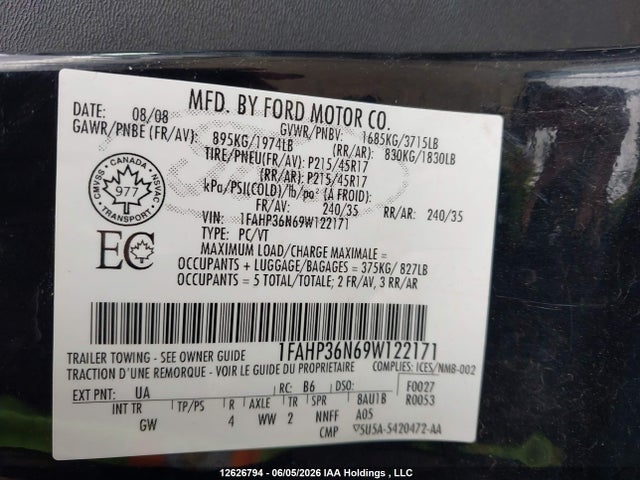 Продаж на аукціоні авто 2009 Ford Focus Ses, vin: 1FAHP36N69W122171, номер лоту: 12626794