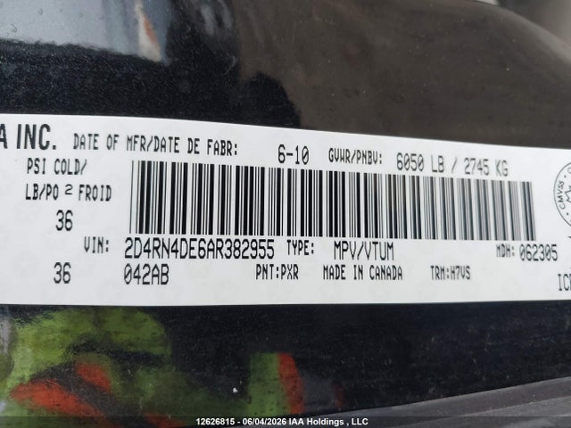 Продажа на аукционе авто 2010 Dodge Grand Caravan Se, vin: 2D4RN4DE6AR382955, номер лота: 12626815