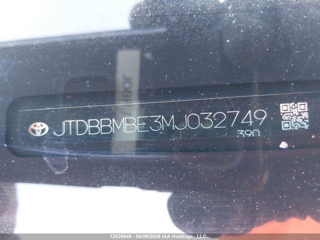 12626848 :رقم المزاد ، JTDBBMBE3MJ032749 vin ، 2021 Toyota Corolla Hybrid مزاد بيع