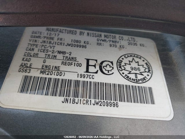 Продажа на аукционе авто 2018 Nissan Qashqai S/sl/sv, vin: JN1BJ1CR1JW209996, номер лота: 12626852