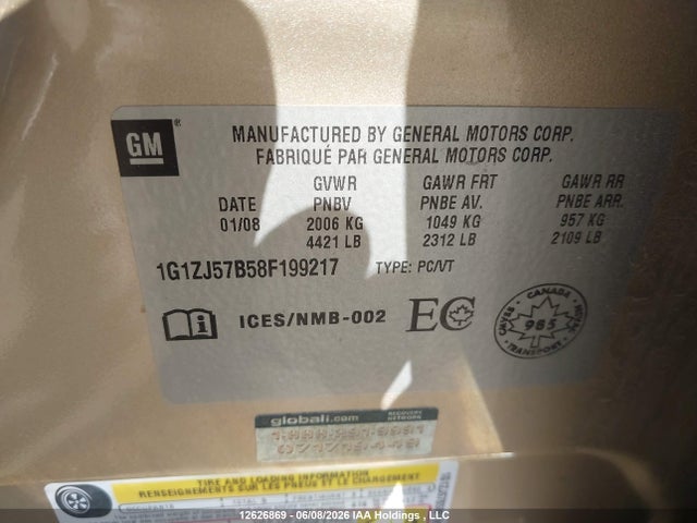 Aukcja sprzedaży 2008 Chevrolet Malibu, vin: 1G1ZJ57B58F199217, numer aukcji: 12626869