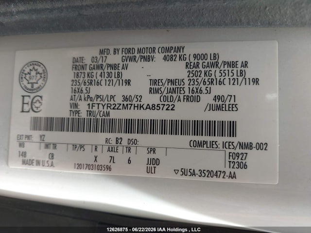 Ford Transit-250 2017 1FTYR2ZM7HKA85722 Image 9