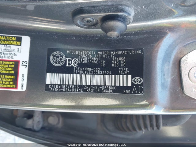 Aukcja sprzedaży 2012 Toyota Corolla Le, vin: 2T1BU4EEXCC832724, numer aukcji: 12626910