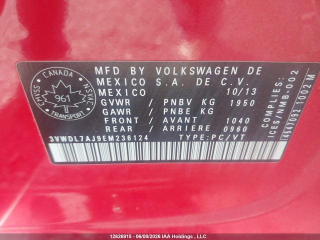 Продаж на аукціоні авто 2014 Volkswagen Jetta 2.0 Tdi Comfortline/2.0 Tdi Highline/2.0 Tdi Trendline+, vin: 3VWDL7AJ9EM236124, номер лоту: 12626915