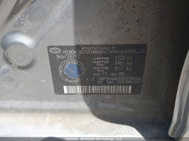 Aukcja sprzedaży 2013 Hyundai Elantra Gls/limited, vin: 5NPDH4AE6DH258494, numer aukcji: 12626936