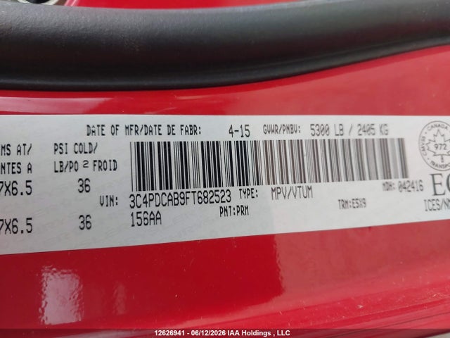 3C4PDCAB9FT682523 Dodge JOURNEY SE