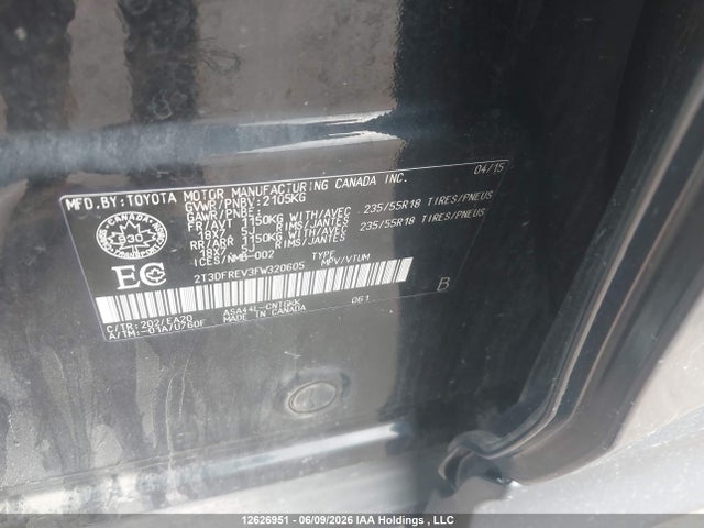 2015 Toyota Rav4 Limited მანქანა იყიდება აუქციონზე, vin: 2T3DFREV3FW320605, აუქციონის ნომერი: 12626951