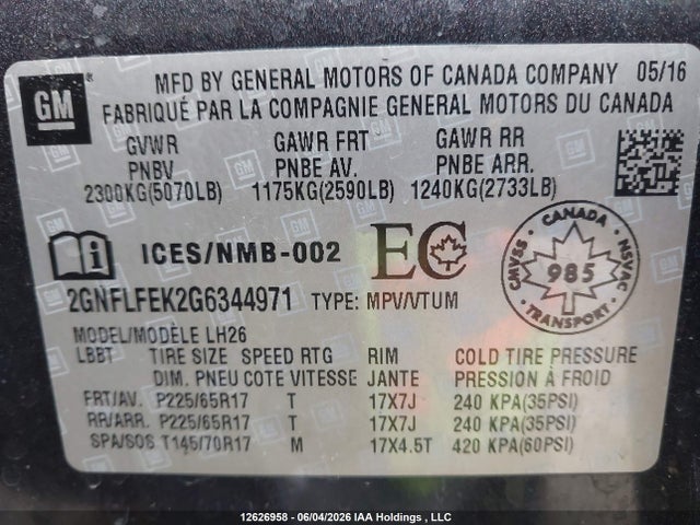 Chevrolet EQUINOX LT 2016 2GNFLFEK2G6344971 Image 18