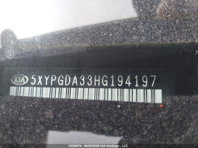 12626978 :رقم المزاد ، 5XYPGDA33HG194197 vin ، 2017 Kia Sorento Lx/l مزاد بيع