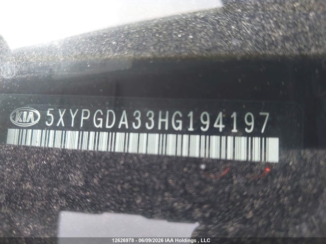 12626978 :رقم المزاد ، 5XYPGDA33HG194197 vin ، 2017 Kia Sorento Lx/l مزاد بيع