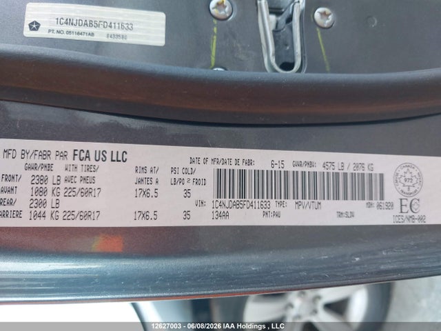 Jeep Compass Sport/north 2015 1C4NJDAB5FD411633 Image 19