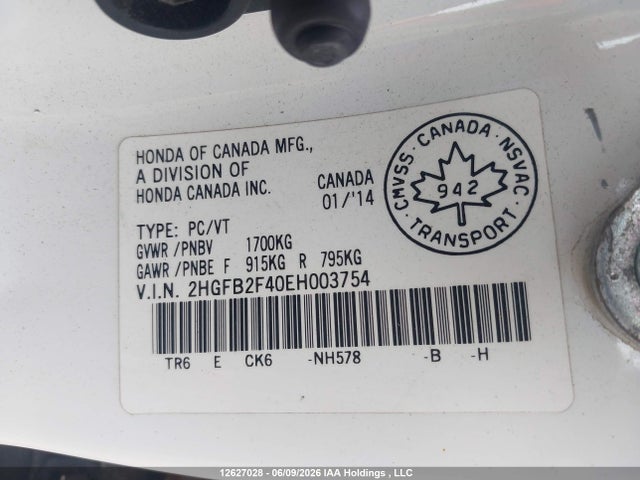 Honda Civic Lx 2014 2HGFB2F40EH003754 Image 20