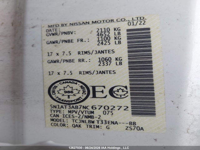 Nissan Rogue 2022 5N1AT3AB7NC670272 Image 9