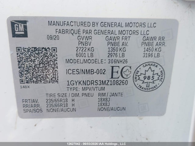 Aukcja sprzedaży 2021 Cadillac Xt5 Premium Luxury, vin: 1GYKNDRS3MZ108260, numer aukcji: 12627042