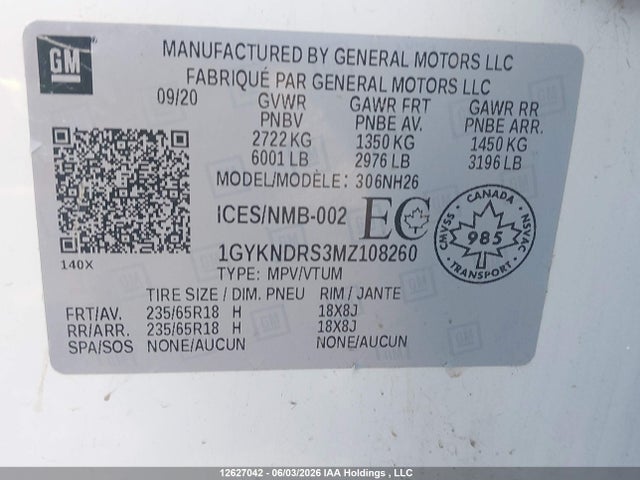 Aukcja sprzedaży 2021 Cadillac Xt5 Premium Luxury, vin: 1GYKNDRS3MZ108260, numer aukcji: 12627042