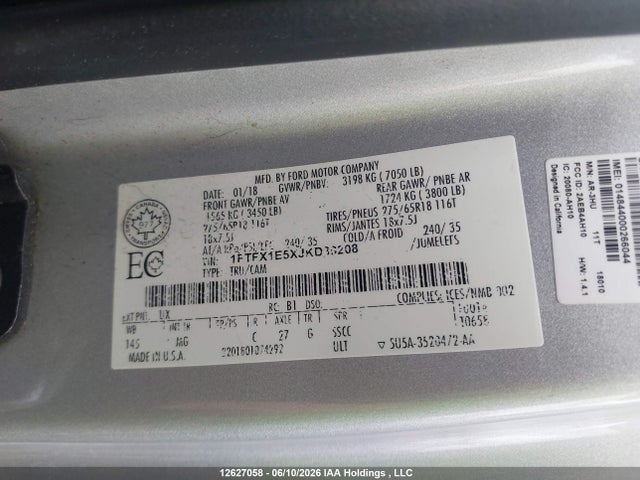 Ford F150 Super Cab 2018 1FTFX1E5XJKD39208 Image 9