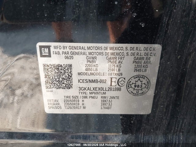 Продажа на аукционе авто 2020 Gmc Terrain, vin: 3GKALXEX0LL281898, номер лота: 12627085
