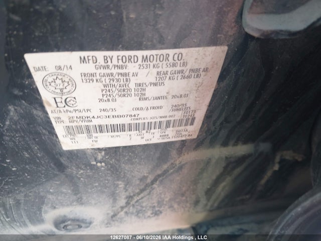 Ford EDGE SEL 2014 2FMDK4JC3EBB07847 Image 20