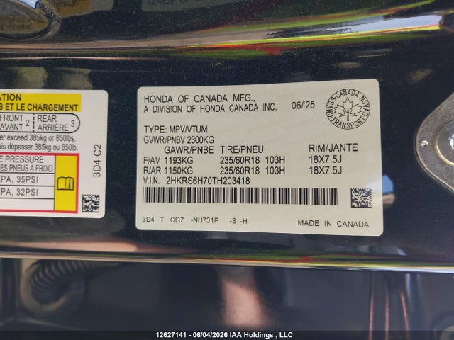 Honda CR-V EXL 2026 2HKRS6H70TH203418 Image 9