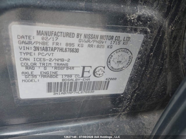 3N1AB7AP7HL676630 Nissan Sentra 1.8 S/1.8 Sl/1.8 Sv