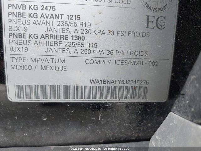 WA1BNAFY5J2245275 Audi Q5 2.0t Progressiv