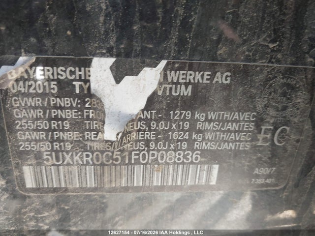 Aukcja sprzedaży 2015 Bmw X5 Xdrive35i, vin: 5UXKR0C51F0P08836, numer aukcji: 12627154