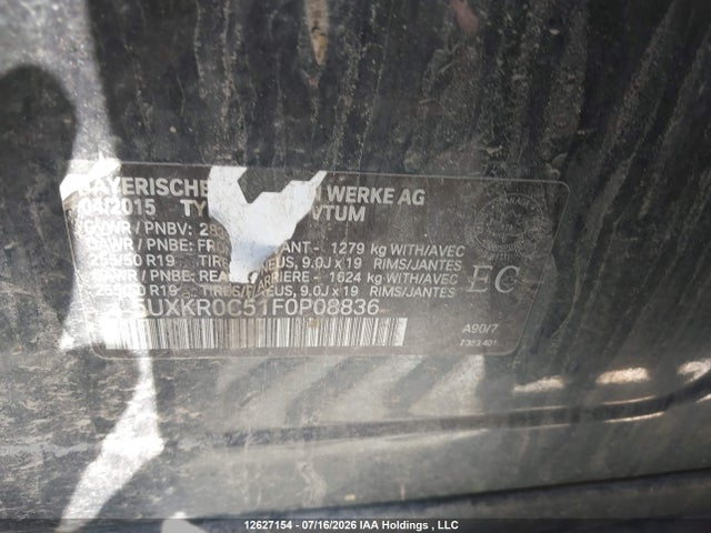 Aukcja sprzedaży 2015 Bmw X5 Xdrive35i, vin: 5UXKR0C51F0P08836, numer aukcji: 12627154