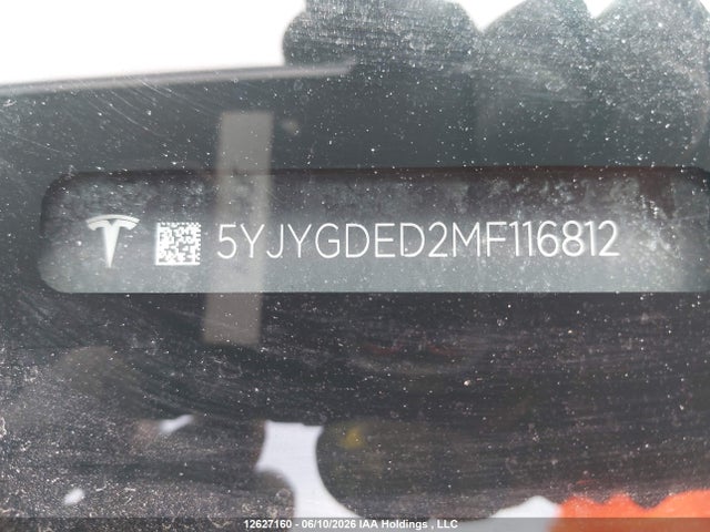 12627160 :رقم المزاد ، 5YJYGDED2MF116812 vin ، 2021 Tesla Model Y Standard Range Rear-wheel Drive مزاد بيع