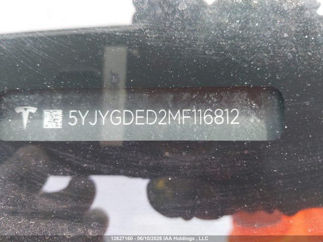 12627160 :رقم المزاد ، 5YJYGDED2MF116812 vin ، 2021 Tesla Model Y Standard Range Rear-wheel Drive مزاد بيع