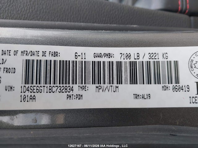 Продаж на аукціоні авто 2011 Dodge Durango R/t, vin: 1D4SE6GT1BC732834, номер лоту: 12627167