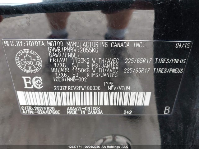 Toyota RAV4 2015 2T3ZFREV2FW186336 Image 9