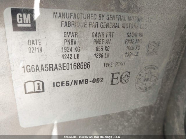 2014 Cadillac Ats მანქანა იყიდება აუქციონზე, vin: 1G6AA5RA3E0168686, აუქციონის ნომერი: 12623988