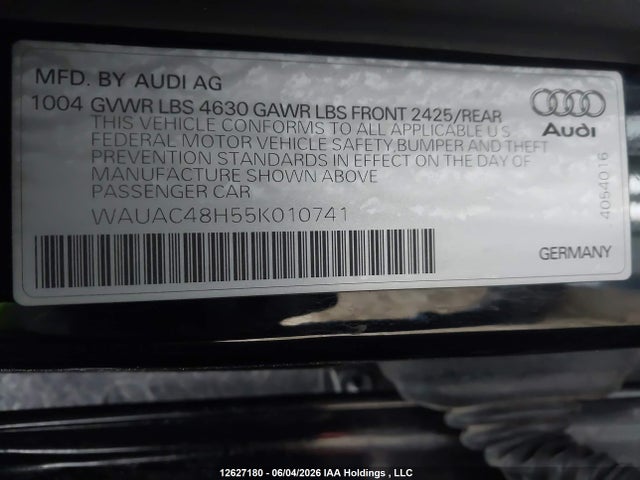 2005 Audi A4 1.8t მანქანა იყიდება აუქციონზე, vin: WAUAC48H55K010741, აუქციონის ნომერი: 12627180