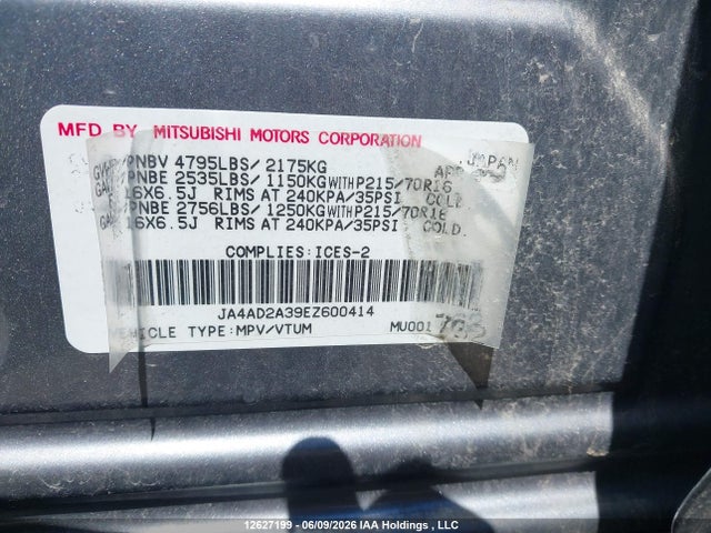 Mitsubishi Outlander 2014 JA4AD2A39EZ600414 Image 9