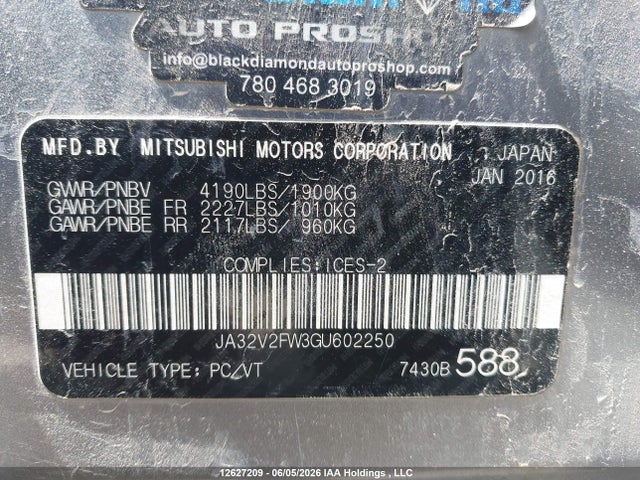 Mitsubishi Lancer Es/gts/se Ltd 2016 JA32V2FW3GU602250 Image 19