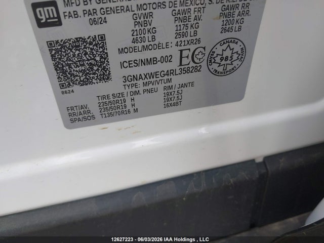Aukcja sprzedaży 2024 Chevrolet Equinox Rs, vin: 3GNAXWEG4RL358282, numer aukcji: 12627223