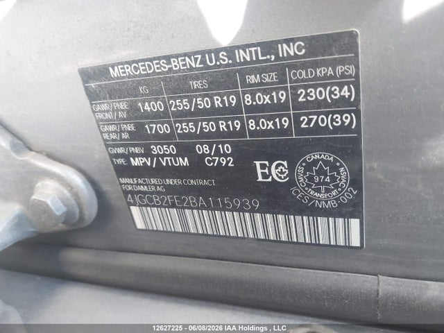 Продажа на аукционе авто 2011 Mercedes-benz R-class, vin: 4JGCB2FE2BA115939, номер лота: 12627225