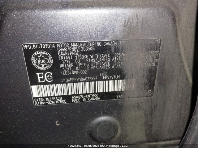 Продаж на аукціоні авто 2013 Toyota Rav4 Xle, vin: 2T3WFREV1DW027887, номер лоту: 12627242