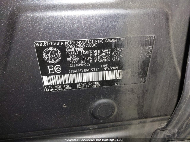 Продаж на аукціоні авто 2013 Toyota Rav4 Xle, vin: 2T3WFREV1DW027887, номер лоту: 12627242