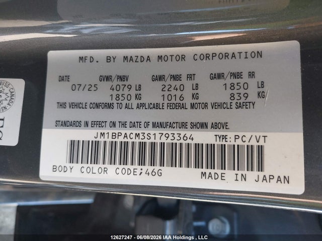 JM1BPACM3S1793364 Mazda Mazda3 Gs