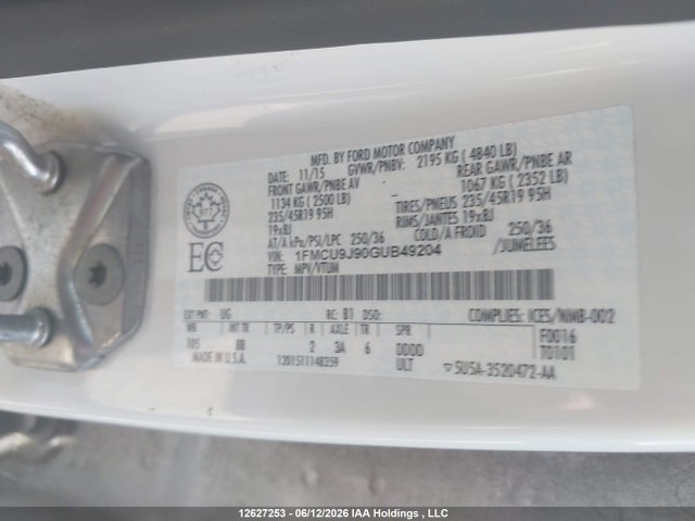 Ford Escape Titanium 2016 1FMCU9J90GUB49204 Image 9