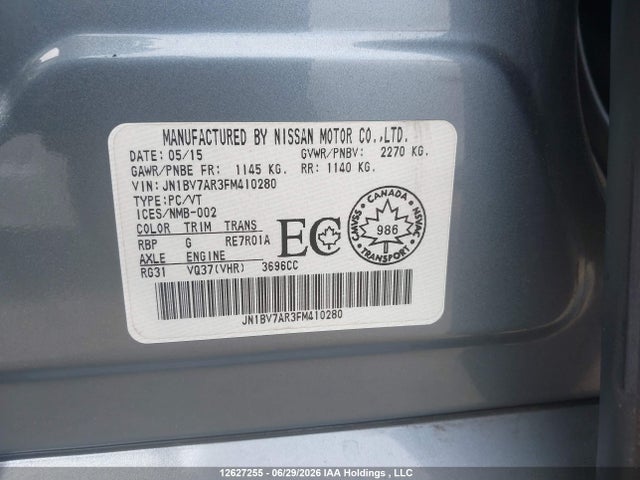 JN1BV7AR3FM410280 Infiniti Q50 SPORT
