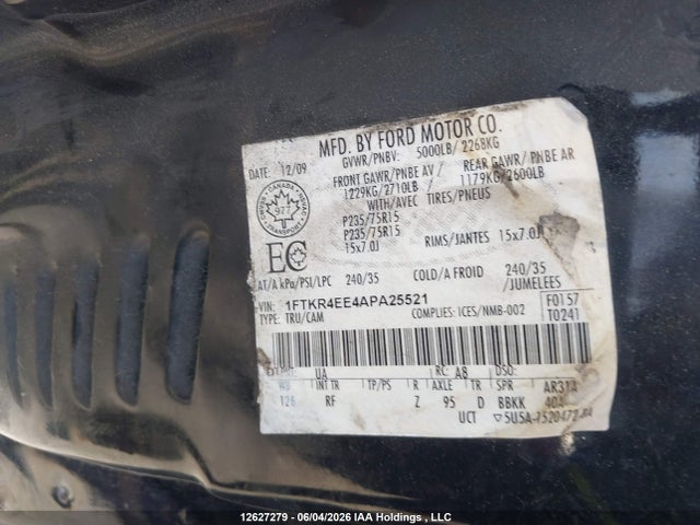 Продаж на аукціоні авто 2010 Ford Ranger Sport/xl/xlt, vin: 1FTKR4EE4APA25521, номер лоту: 12627279