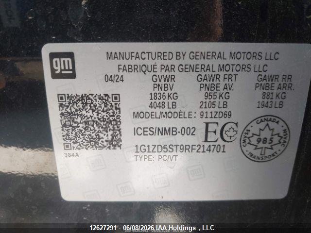 12627291 :رقم المزاد ، 1G1ZD5ST9RF214701 vin ، 2024 Chevrolet Malibu Lt مزاد بيع
