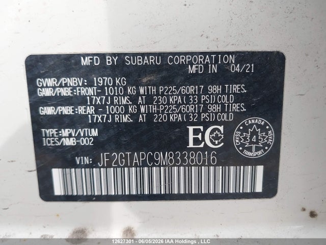 Subaru Crosstrek Premium 2021 JF2GTAPC9M8338016 Image 19