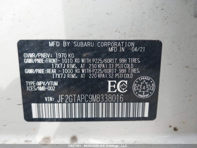 Subaru Crosstrek Premium 2021 JF2GTAPC9M8338016 Image 9