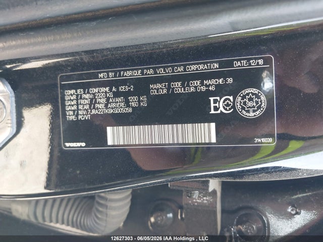 Volvo S60 2019 7JRA22TK6KG005058 Image 9