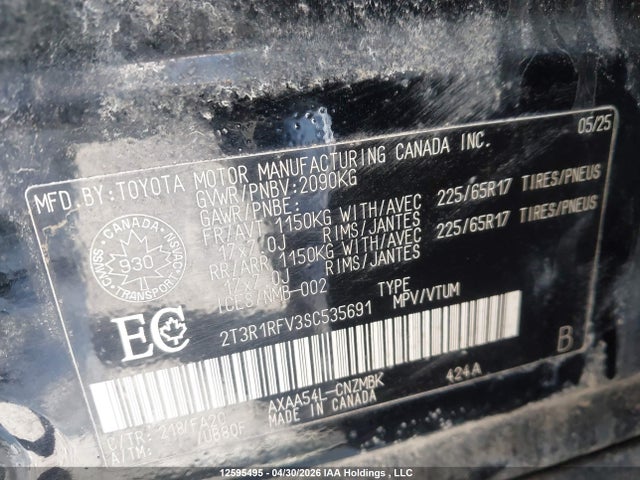 Продажа на аукционе авто 2025 Toyota Rav4 Xle, vin: 2T3R1RFV3SC535691, номер лота: 12595495