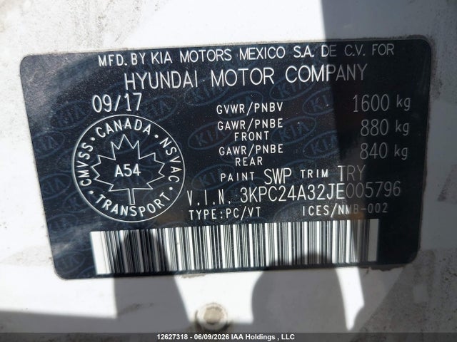 Продаж на аукціоні авто 2018 Hyundai Accent, vin: 3KPC24A32JE005796, номер лоту: 12627318